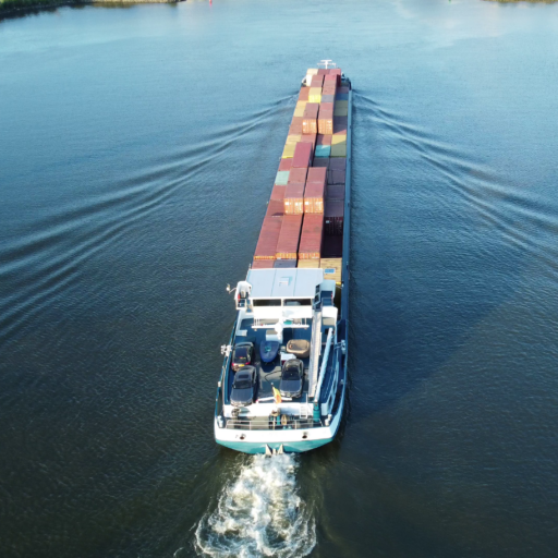 Drone opname van een vrachtschip